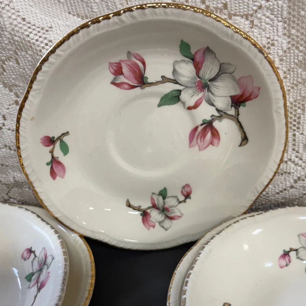 Homer Laughlin Dogwood (Liberty) Fruit/Dessert Bowls and saucers - Picture 3 of 6
